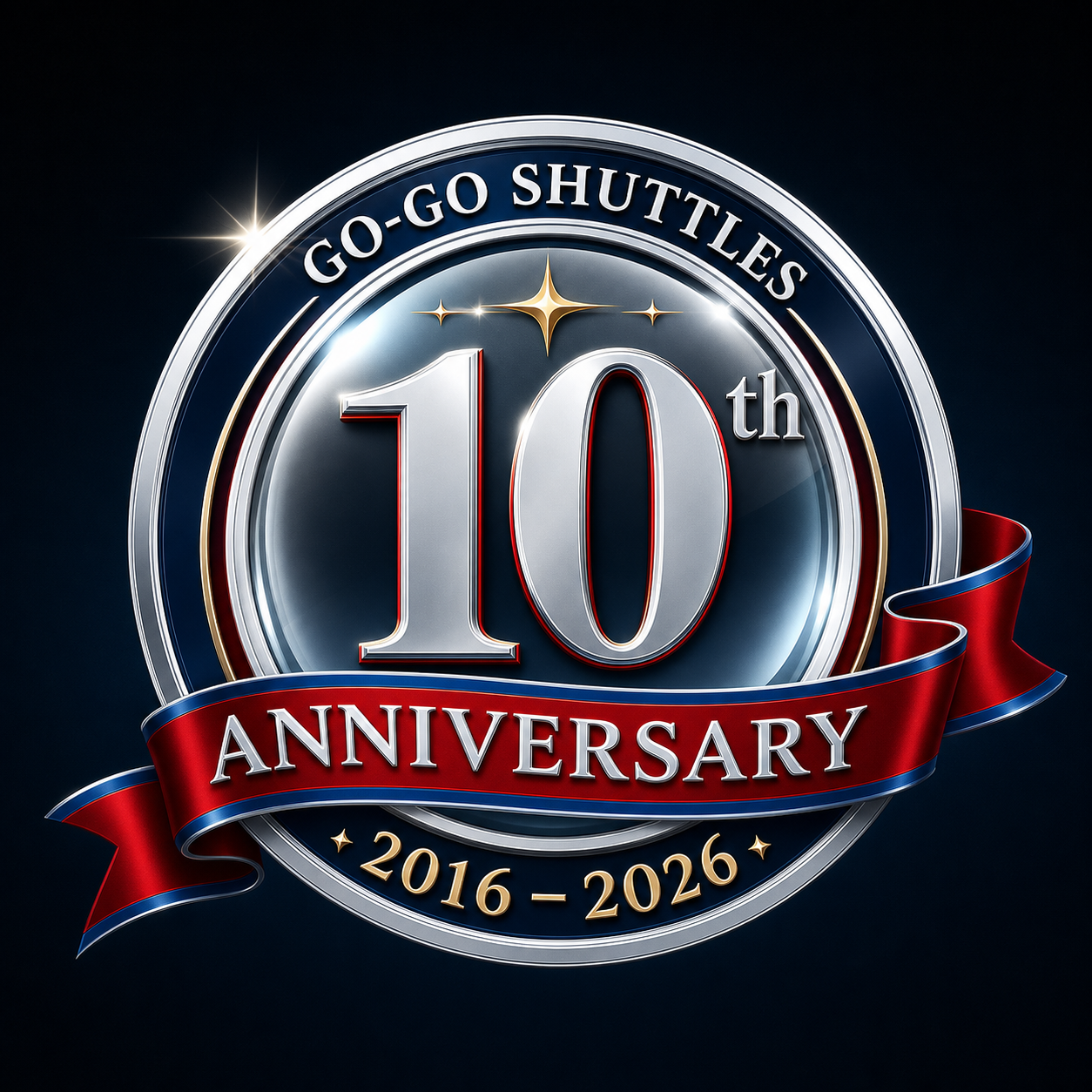 GO-GO Shuttles 10th Anniversary Logo
